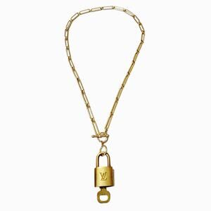 Louis Vuitton Authentic Lock & Key Front Toggle Clasp 24" Paperclip Necklace